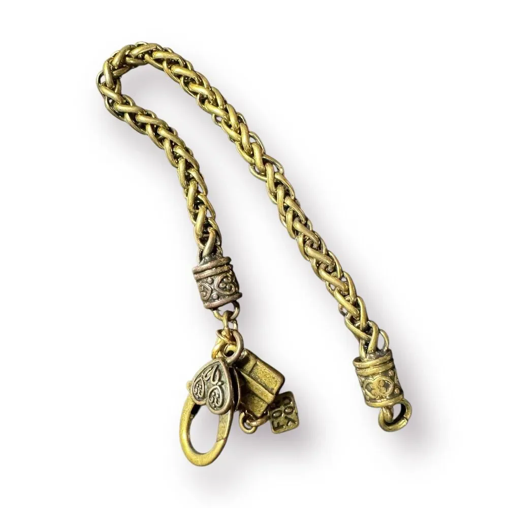 Antique Gold‎ Charm Braided Bracelet Vintage Chain Lobster Clasp